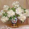 White Flowers In A Ginger Jar Vase Paint by numbers