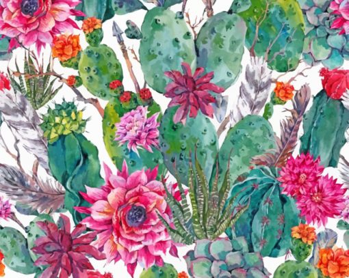 Succulents And Flowers Paint by numbers