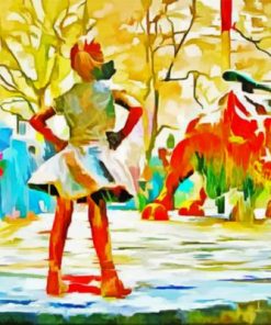 Colorful Fearless Girl Bull Paint by numbers