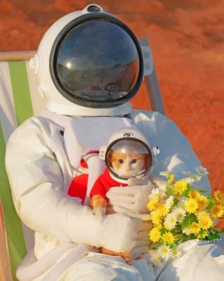 Astronaut Cat With Its Owner paint by numbers