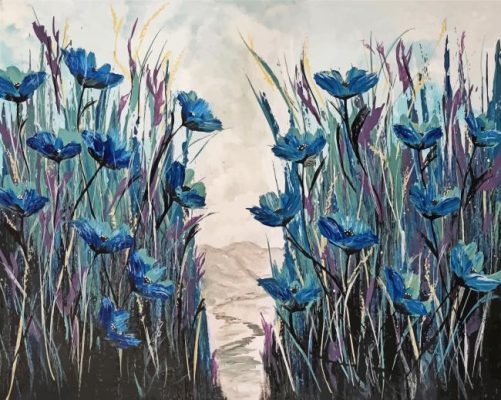 Blue Poppies Field Paint by numbers