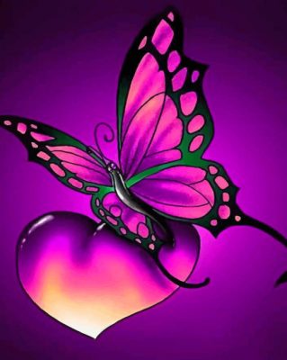 Purple Butterfly Heart Paint by numbers