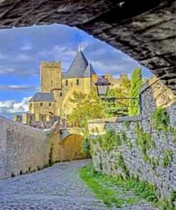 Chateau Comtal Castle Carcassonne paint by numbers
