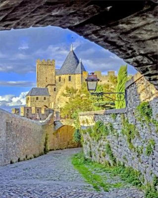 Chateau Comtal Castle Carcassonne paint by numbers