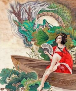 Chinese Woman And Dragon Paint by numbers