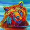 Colorful Bear In The Water Paint by numbers