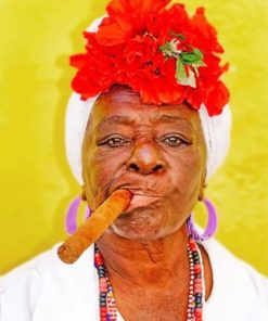 Cuban Woman Smoking Paint by numbers