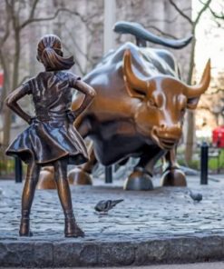 Fearless Girl Bull Sculpture paint by numbers
