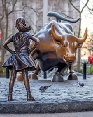Fearless Girl Bull Sculpture paint by numbers