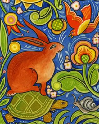Folk Rabbit Animal Paint by numbers
