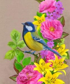 Free Bird And Flowers paint by numbers