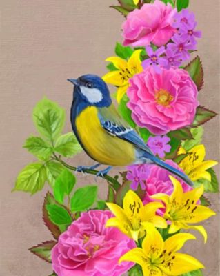 Free Bird And Flowers paint by numbers