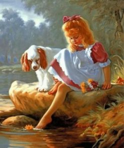 Girl And Dog Paint by numbers