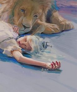 Girl And Lion Paint by numbers