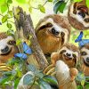 Happy Family Sloths Paint by numbers