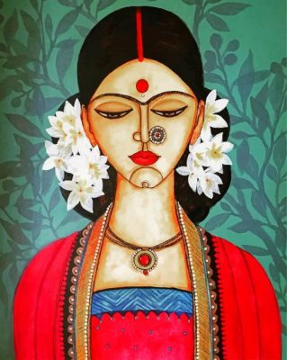 Indian woman paint by numbers