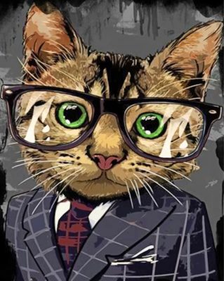 Nerdy Cat With Glasses Paint by numbers