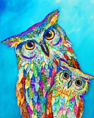 Colorful Owls Art Paint by numbers