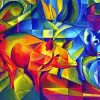 Abstract Pigs paint by numbers