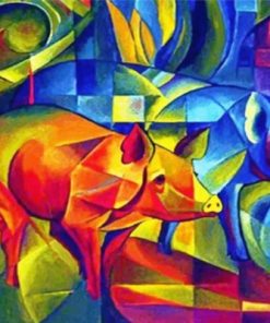 Abstract Pigs paint by numbers