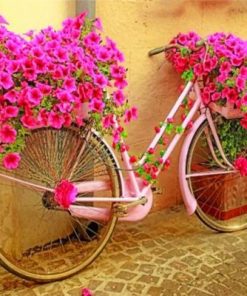 Pink Bicycle With Flowers Paint by numbers