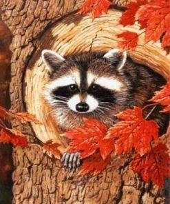 Raccoon In The Fall Paint by numbers