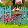 Red Bicycle With Flowers Paint by numbers