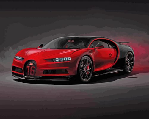 Red Bugatti Chiron Paint by numbers