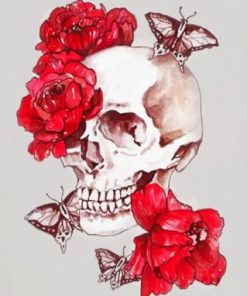 Skull With Butterflies And Flowers Paint by numbers
