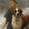 Vintage Girl And Saint Bernard Paint by numbers