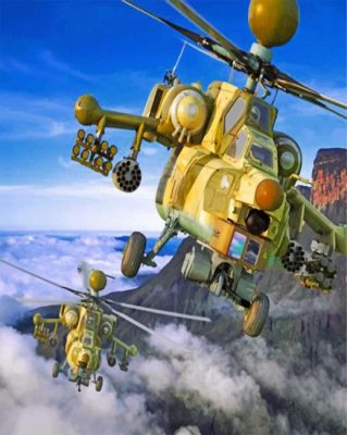 war Helicopter paint by numbers