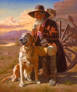 Western Old Man And His Dog Paint by numbers