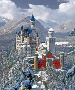 Neuschwanstein Castle Winter Paint by numbers