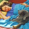 Woman And Cat Sleeping Paint by numbers