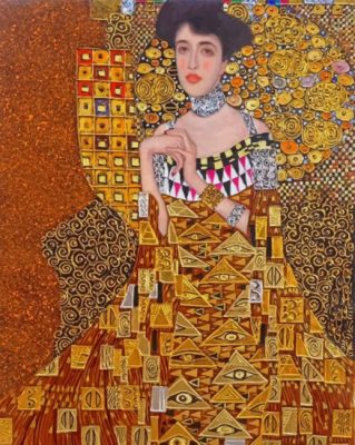 Woman in gold paint by numbers