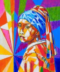 Colorful Girl With A Pearl Earring Paint by numbers
