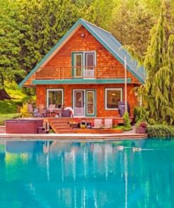 Aesthetic Cabin By Lake Paint by numbers