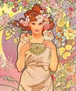 Beautiful Woman By Mucha Paint by numbers