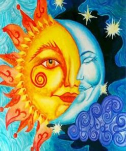 Aesthetic Sun And Moon Paint by numbers