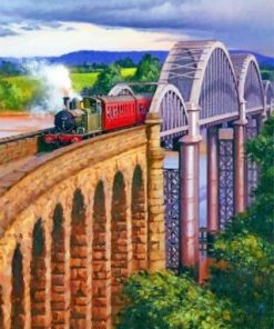Arch Bridge Railway Train Paint by numbers
