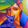 Artistic Woman And Cat Paint by numbers