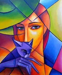 Artistic Woman And Cat Paint by numbers
