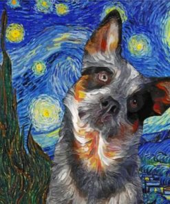 Starry Night Cattle Dog Paint by numbers