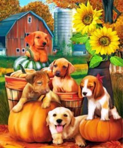 Autumn Puppies Paint by numbers