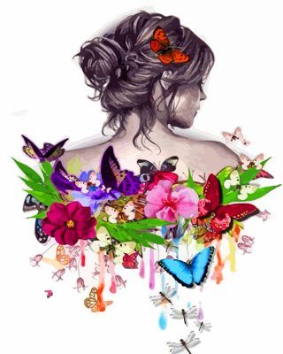 Aesthetic Butterfly Girl Paint by numbers
