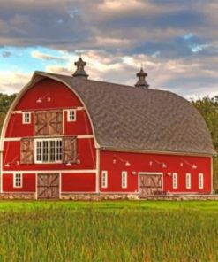 Charming Farmhouse And Red Barn Paint by numbers