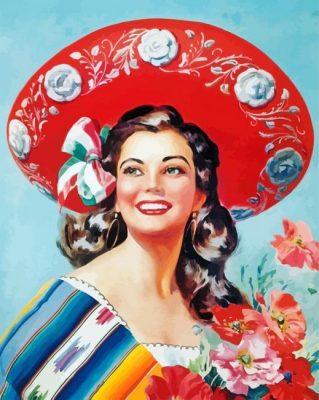 Beautiful Mexican Woman Paint by numbers