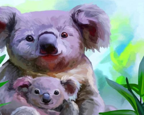 Cute Koala With Baby Paint by numbers