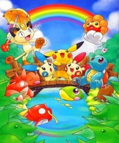 Cute Pikachu And His Friends Paint by numbers