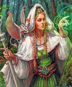 Forest Queen And Her Bird Paint by numbers
